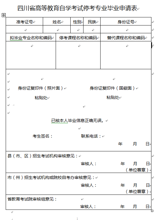 四川省高等教育自学考试毕业申请表(图2)