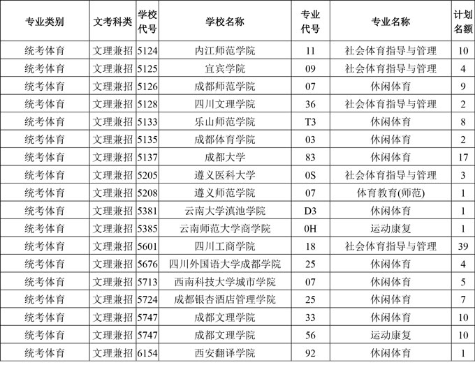 2020年四川省高校招生艺术本科第一批、体育类本科批录取未完成计划学校征集志愿的通知(图14)