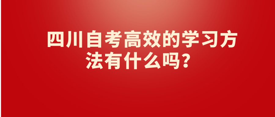 四川自考高效的学习方法有什么吗？