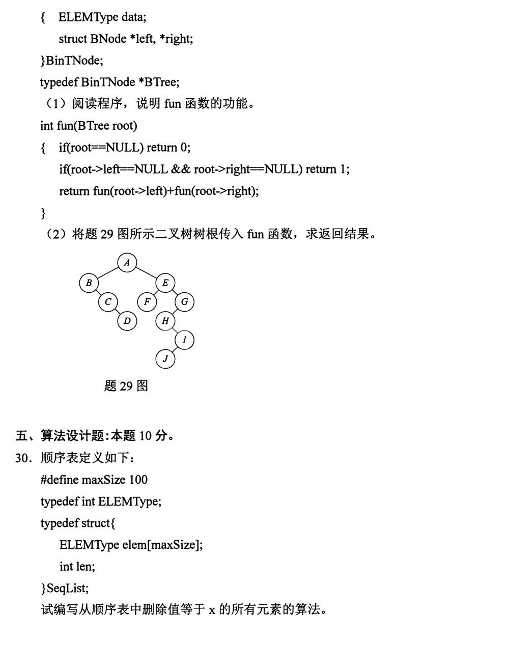 2025年4月四川自考13181《数据结构》试题(图6) 2025年4月四川自考13181《数据结构》试题(图6)