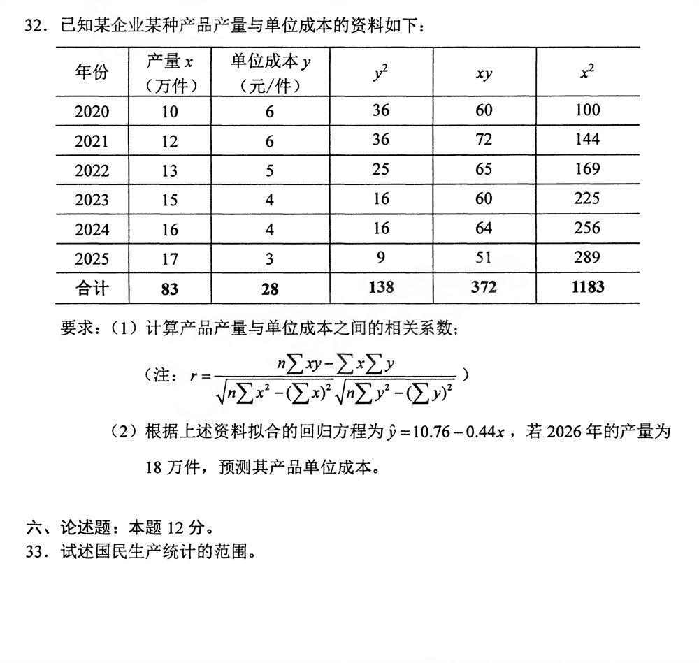 2026年4月四川自考00065《国民经济统计概论》试题(图5)