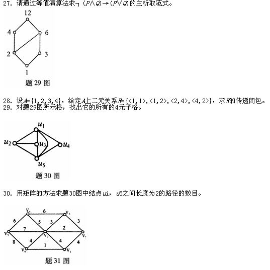 全国2010年7月高等教育自学考试离散数学试题(图5) 全国2010年7月高等教育自学考试离散数学试题(图5)